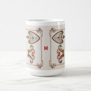 Vintage Jugendstil-Monogramm-Malerei von Mucha Verwandlungstasse