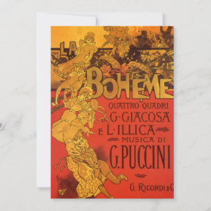 Vintage Jugendstil-Musik, La Boheme Opera, 1896 Einladung