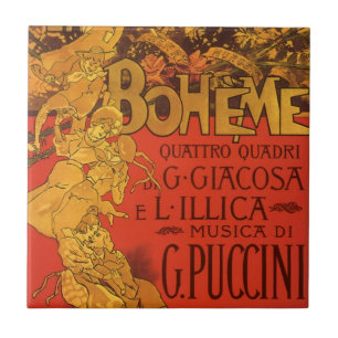 Vintage Jugendstil-Musik, La Boheme Opera, 1896 Fliese