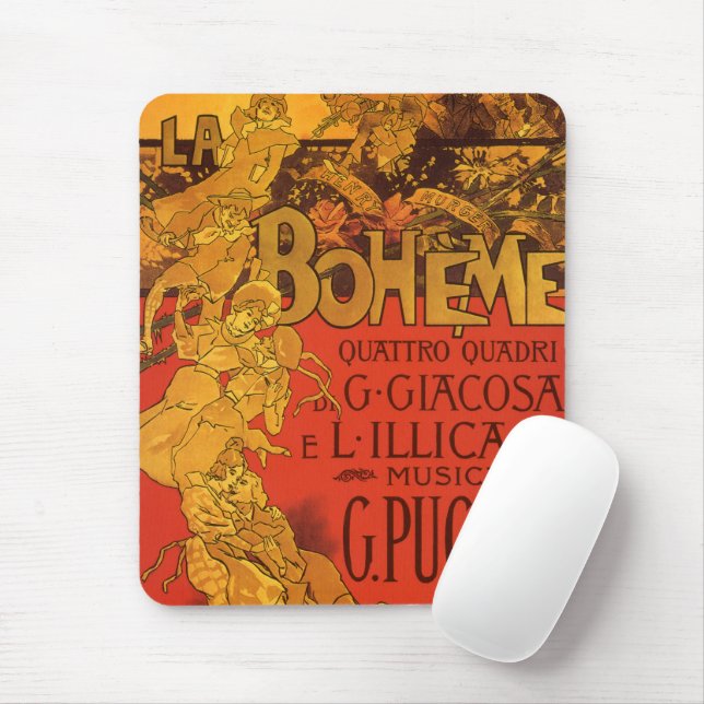 Vintage Jugendstil-Musik, La Boheme Opera, 1896 Mousepad (Mit Mouse)