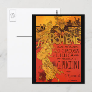 Vintage Jugendstil-Musik, La Boheme Opera, 1896 Postkarte