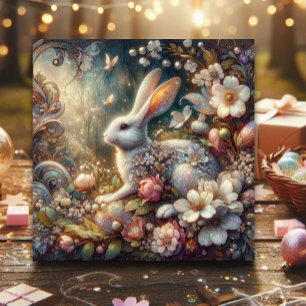 Vintage Jugendstil-Pastell Osterkaninchen Feiertagskarte