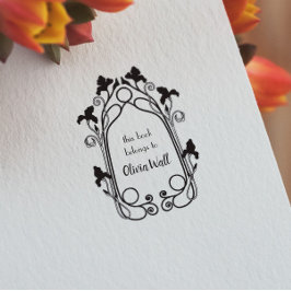 Vintage Jugendstil-Rahmen Buchzeichen Ex Libris bu Gummistempel