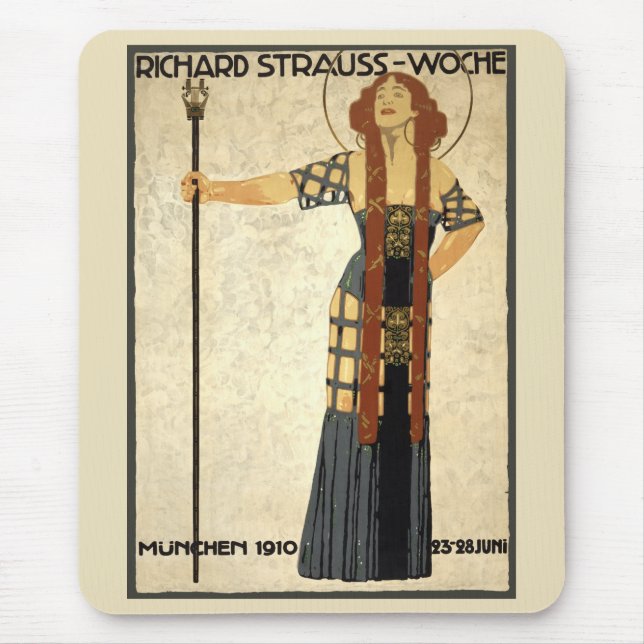Vintage Jugendstil Richard Strauß-Woche, München Mousepad (Vorne)