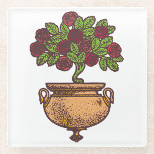 Vintage Jugendstil-Rose Glasuntersetzer