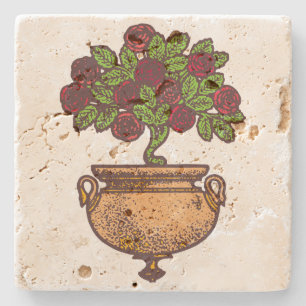 Vintage Jugendstil-Rose Steinuntersetzer