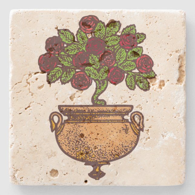 Vintage Jugendstil-Rose Steinuntersetzer (Vorderseite)