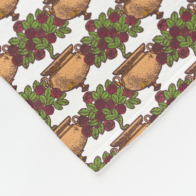 Vintage Jugendstil-Rosebustapete Fleecedecke (Ecke)