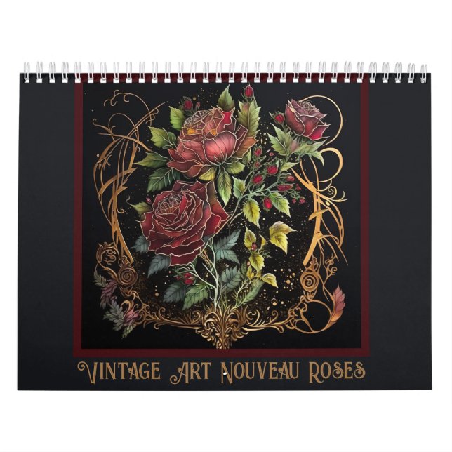 Vintage Jugendstil-Rote Rosen Kalender (Titelbild)
