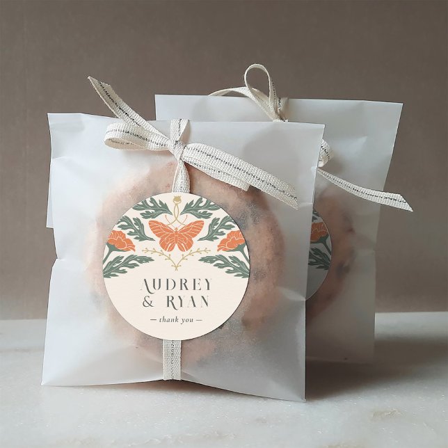 Vintage Jugendstil-Rundaufkleber Runder Aufkleber (Vintage Art Nouveau Round Wedding Sticker)