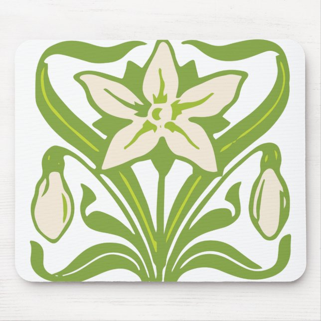 Vintage Jugendstil-Schneeschuhwanderung Mousepad (Vorne)