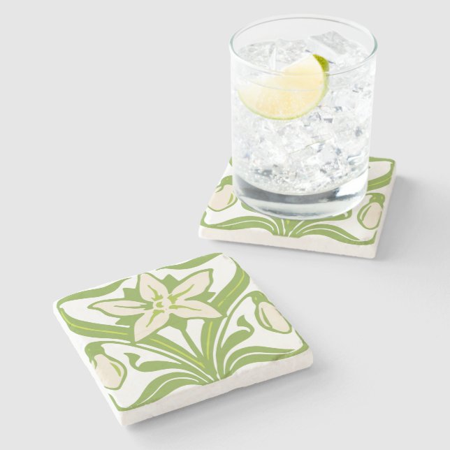 Vintage Jugendstil-Schneeschuhwanderung Steinuntersetzer (Seitenansicht)