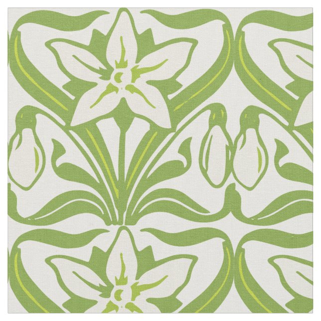 Vintage Jugendstil-Schneeschuhwanderung Stoff (Nahaufnahme)