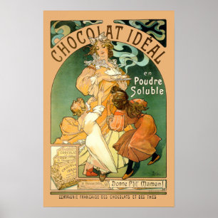 Vintage Jugendstil-Schokolade von Alphonse Mucha Poster
