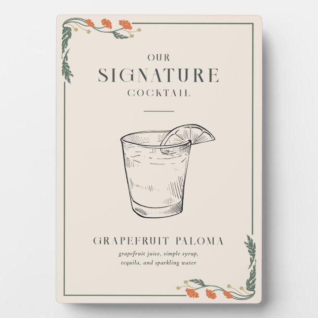 Vintage Jugendstil-Signatur Cocktail-Zeichen Fotoplatte (Vorderseite)