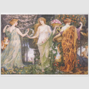 Vintage Jugendstil-vier Jahreszeiten von Walter Cr Seidenpapier