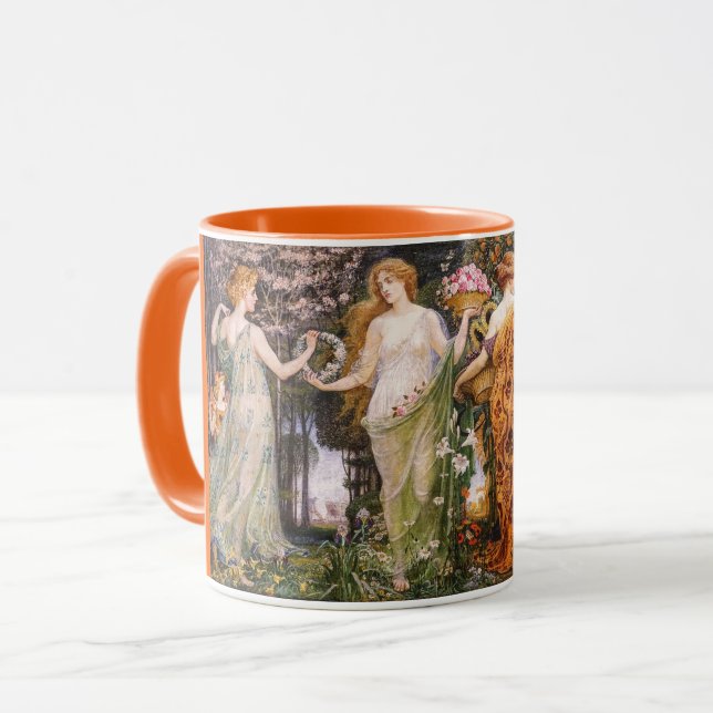Vintage Jugendstil-vier Jahreszeiten von Walter Cr Tasse (Vorderseite Links)