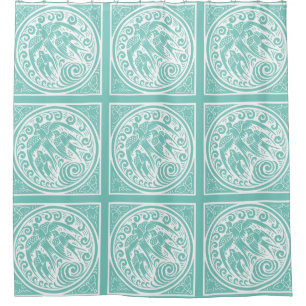 Vintage Jugendstil-Vögel, Schmetterlinge und Stern Duschvorhang