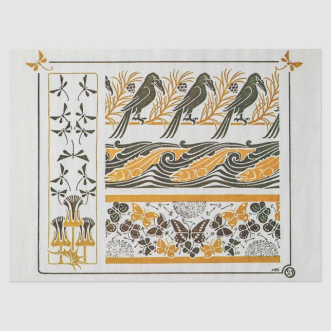 Vintage Jugendstil-Vögel von Maurice Verneuil Seidenpapier (Vorderseite)