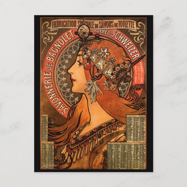 Vintage Jugendstil-Werbung Postkarte (Vorderseite)
