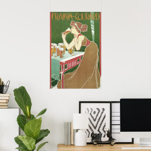 Vintage Jugendstilbrasserie Fraikin Courard Beer Poster