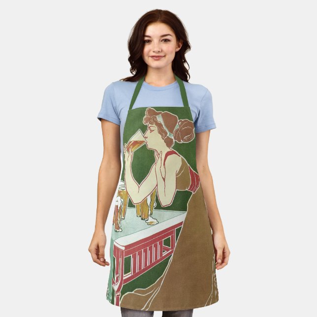 Vintage Jugendstilbrasserie Fraikin Courard Beer Schürze (Getragen)