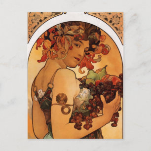 Vintage Jugendstilfrau mit Obst Postkarte