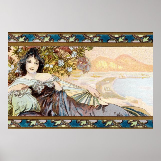 Vintage Jugendstilfrau von Alphonse Mucha Poster (Vorne)