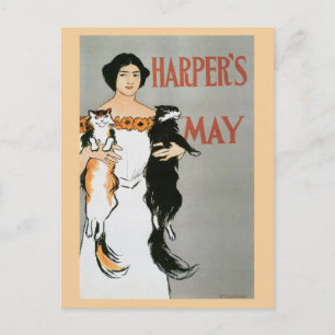 Vintage Jugendzeitschrift Harper Mai Postkarte
