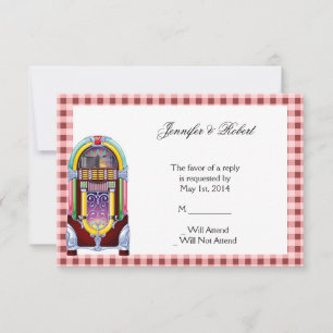 Vintage Jukebox-Antwortkarte der 50er Jahre RSVP Karte
