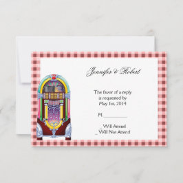 Vintage Jukebox-Antwortkarte der 50er Jahre RSVP Karte