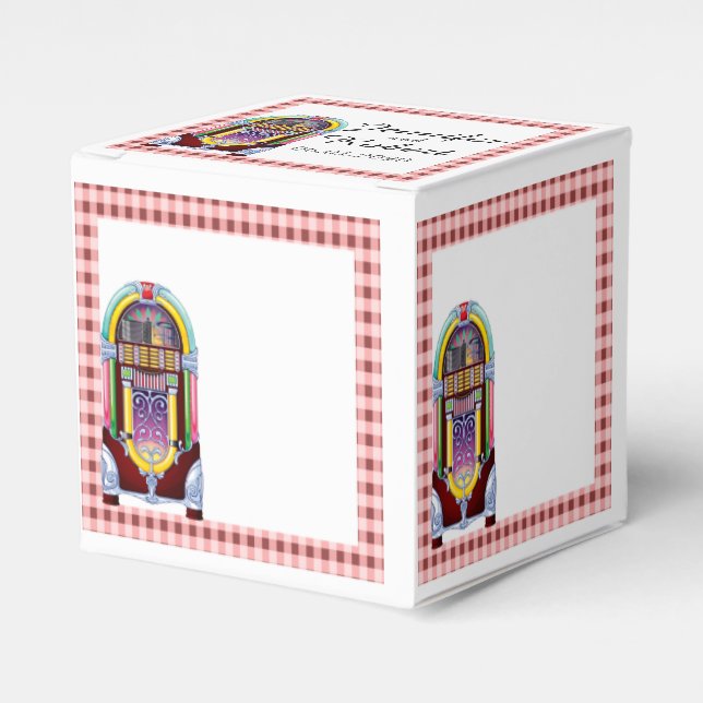 Vintage Jukebox-Gastgeschenk Hochzeit-Box der 50er Geschenkschachtel (Vorderseite)