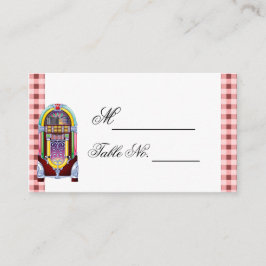 Vintage Jukebox-Hochzeitsstimmung in den 50er Jahr Platzkarte