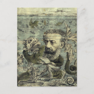 Vintage-Jules-Verne-Periodikumcover Postkarte