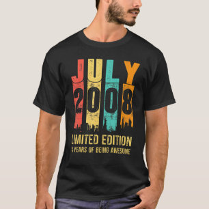 Vintage Juli 2008 14 Jahre alt 14. Geburtstag T-Shirt