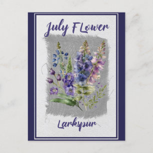 Vintage Juli Blume Larkspur Postkarte
