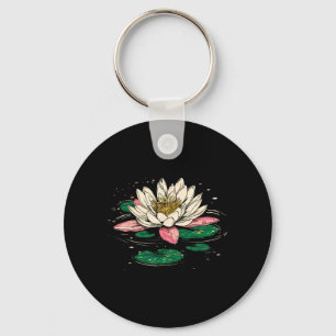 Vintage-Juli-Geburtsblume Wasserlilie Lotus Garten Schlüsselanhänger