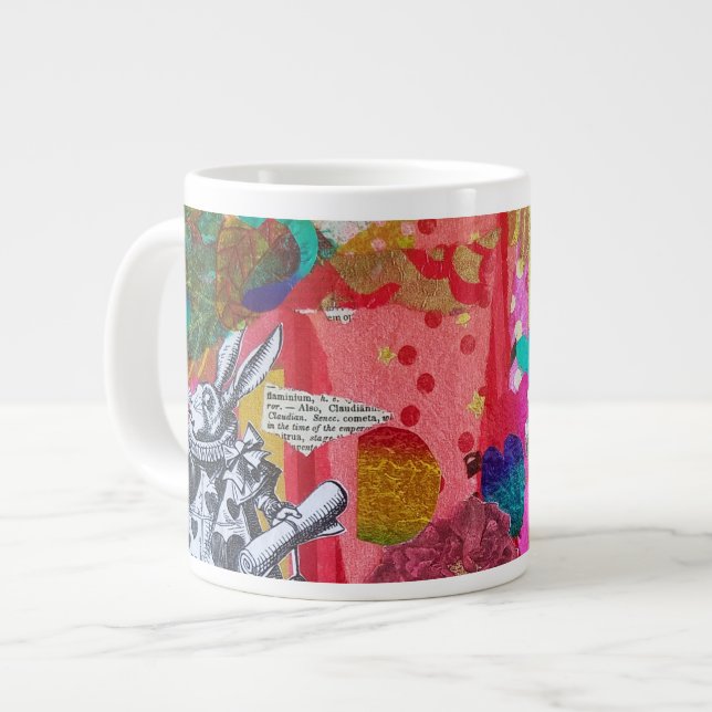 Vintage Jumbo-Tasse für Schale und Weiße Kaninchen (Vorderseite Links)