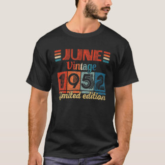 Vintage June 1952 70Th Birthday Gifts 70 Years Old T-Shirt