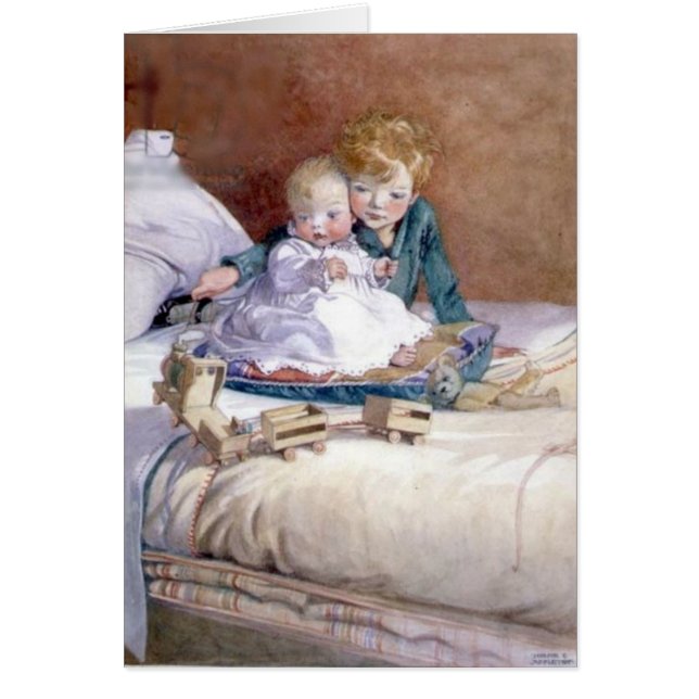 Vintage - Junge & Baby Schwester, (Vorne)