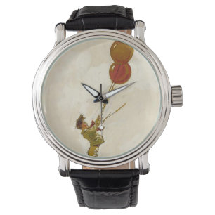 Vintage Junge mit roten Luftballons auf einer Gebu Armbanduhr