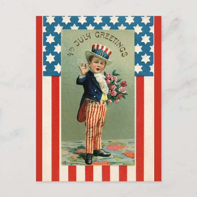 Vintage Junger Onkel Sam 4. Juli Postkarte (Vorderseite)