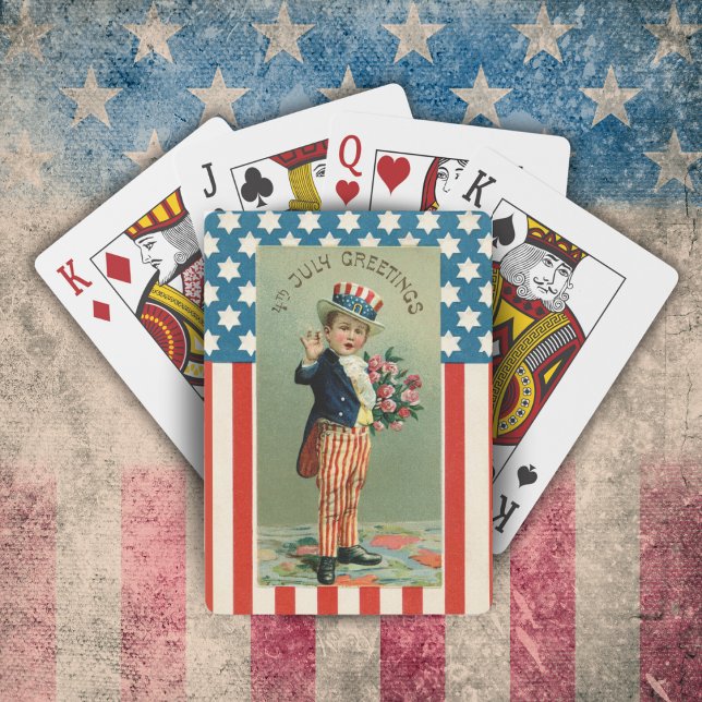 Vintage Junger Onkel Sam 4. Juli Spielkarten (Vintage Young Uncle Sam 4th of July Playing Cards)
