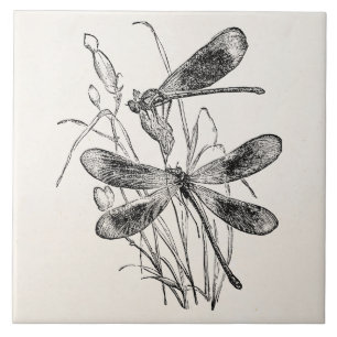 Vintage Jungfrau-Libellen-personalisierte Fliese