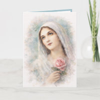 Vintage Jungfrau Maria religiöse Wasserfarbe Kreuz