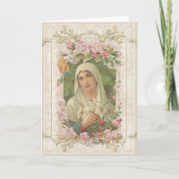 Vintage Jungfrau Mary Floral Religious Katholic Ca
