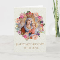 Vintage Jungfrau Mary mit Child Jesus Angels Rose
