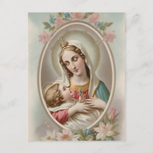 Vintage Jungfrau Mary mit Jesus Child Postcard Postkarte
