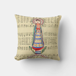 Vintage Jungfrau Mary Our Lady of Light Folksart Kissen