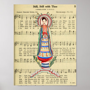 Vintage Jungfrau Mary Our Lady of Light Folksart Poster